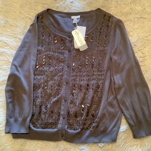Chicos mosaic sweater NWT Size 2 Taupe